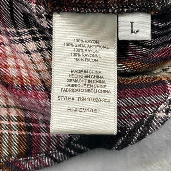 Cloth & Stone for Anthropologie Top Large Soft Flannel Plaid Ruffle Trim Charley - Picture 12 of 16